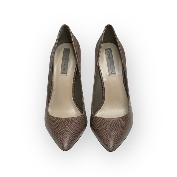 BCBG MaxAzria ❤︎ Onnie Snakeskin Leather Pump ❤︎ Mirror Stiletto Heel ❤︎ Taupe - Picture 9 of 16